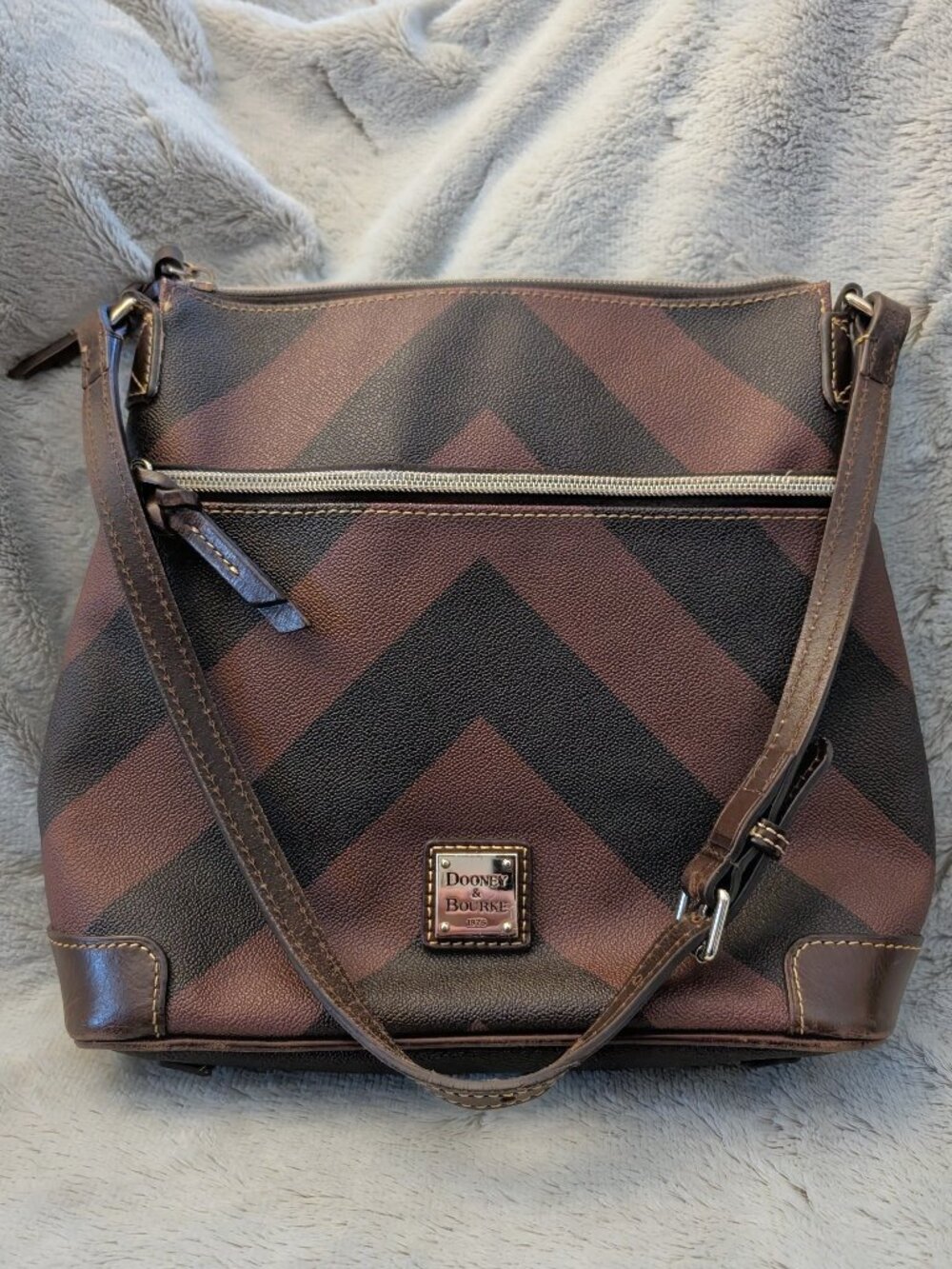 Dooney & Bourke Brown Chevron Shoulder Bag